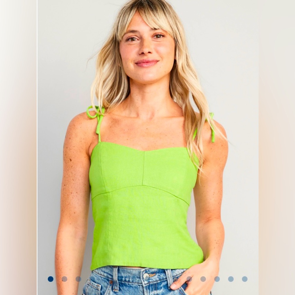 Old navy Fitted Linen-Blend Tie-Shoulder Cropped Cami Top for Women- NWT